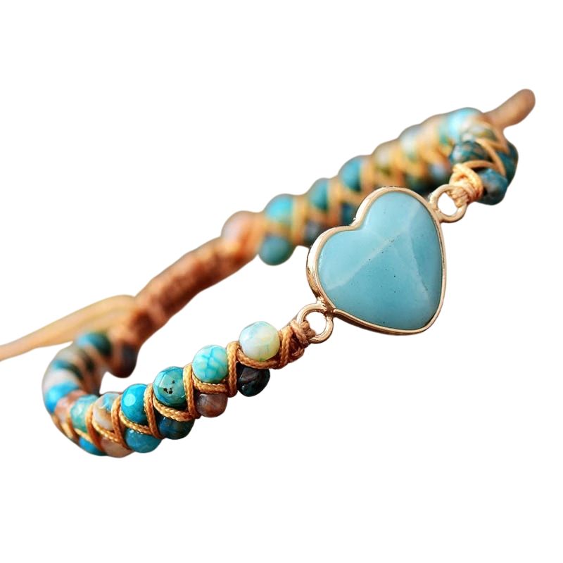 Bracelet Cœur d'Amazonite tressé ajustable