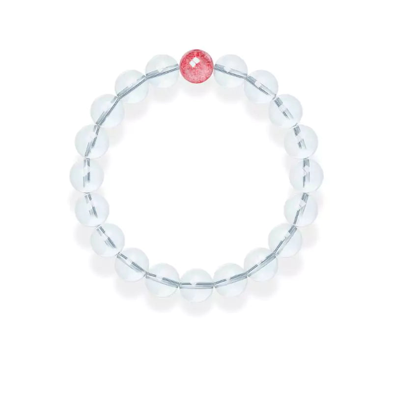 bracelet cristal blanc et quartz fraise, cadeau