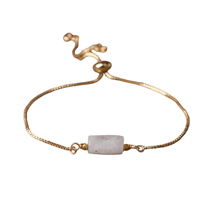 Bracelet fin "Exquis" Pierre de Lune ajustable, cadeau femme