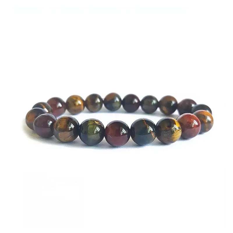 bracelet oeil de taureau "Trio" 10 mm, cadeau lithothérapie femme et homme 