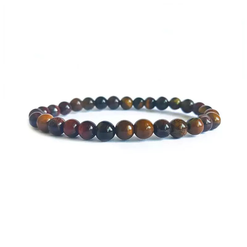 bracelet oeil de taureau "Trio" 6 mm, cadeau lithothérapie femme et homme 