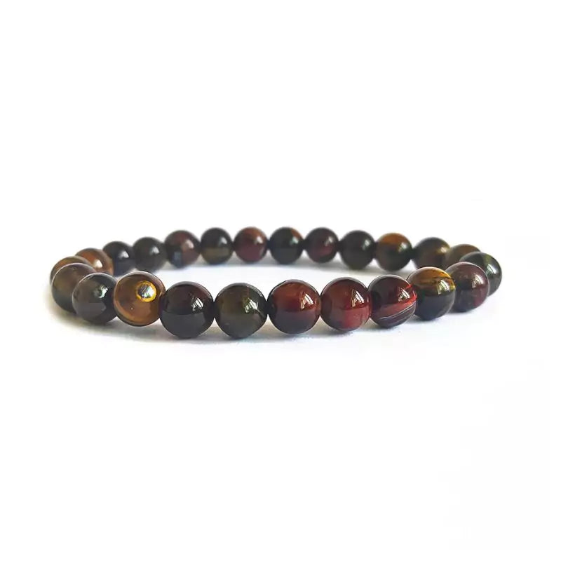 bracelet oeil de taureau "Trio" 8 mm, cadeau lithothérapie femme et homme 