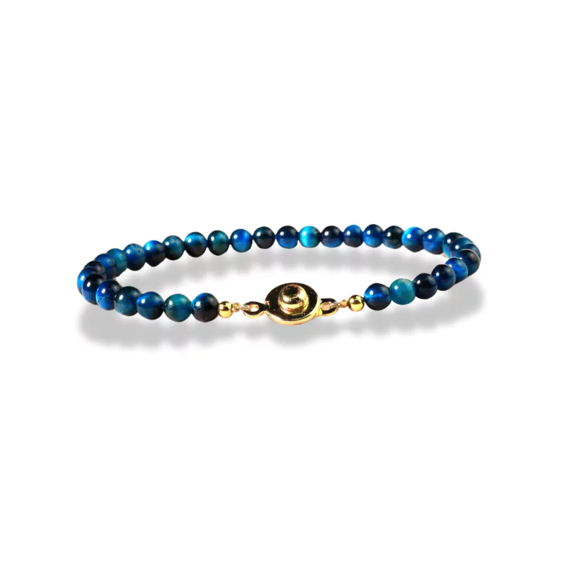 bracelet boules oeil de faucon 4 mm, cadeau lithothérapie femme, homme et adolescent