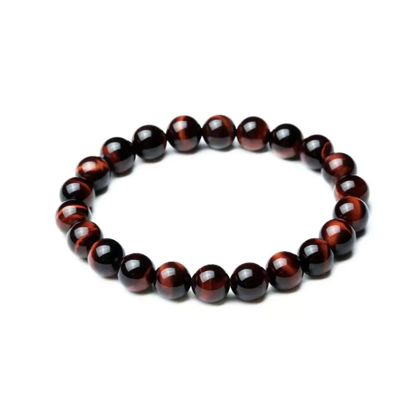bracelet oeil de taureau boules 8 mm, cadeau lithothérapie femme, homme et ados