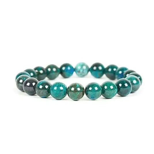 Bracelet Perles Chrysocolle 8 mm, cadeau de lithothérapie homme et femme 