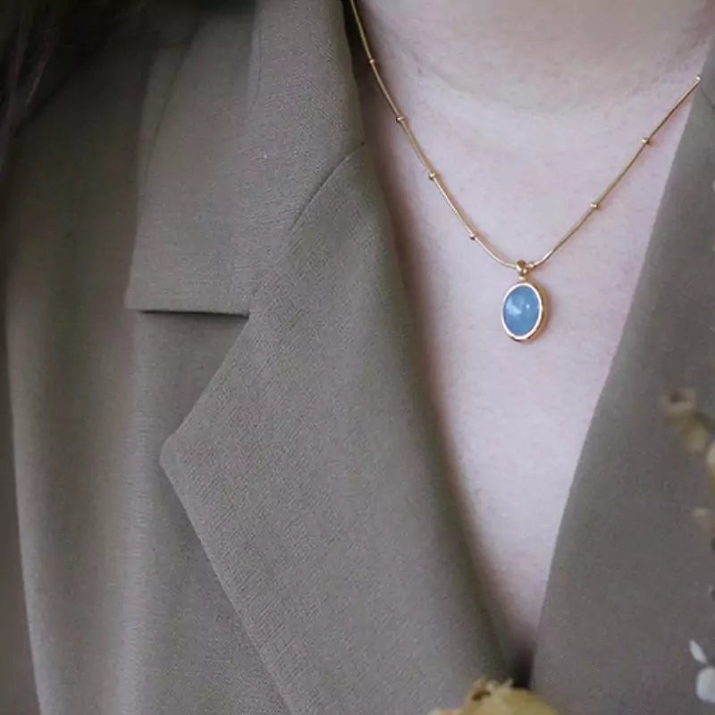 collier Aigue-Marine "Clarté des Océans", cadeau de lithothérapie femme et ados