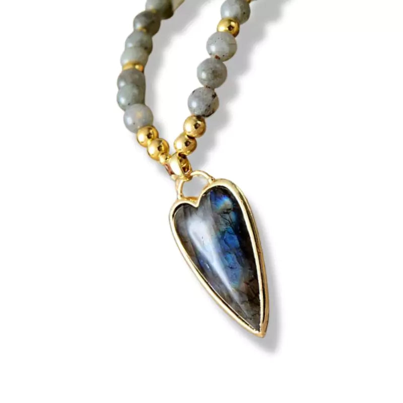 collier coeur de Labradorite "Lara", cadeau femme