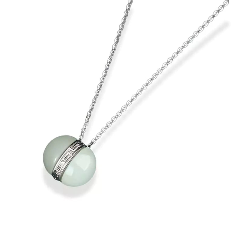 Collier Jade "Harmonie Impériale" or blanc, cadeau femme