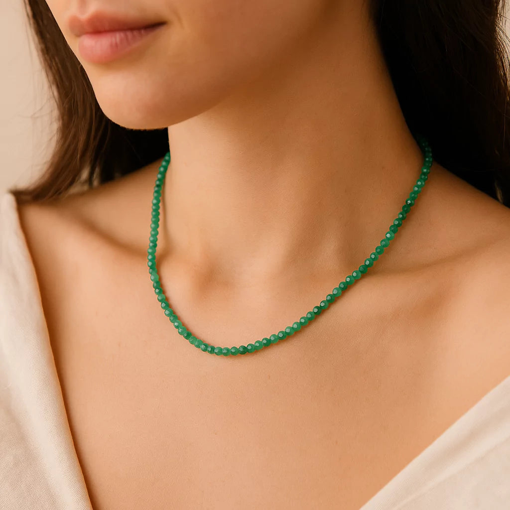 Collier Perles Aventurine "Secret",  cadeau femme et ados