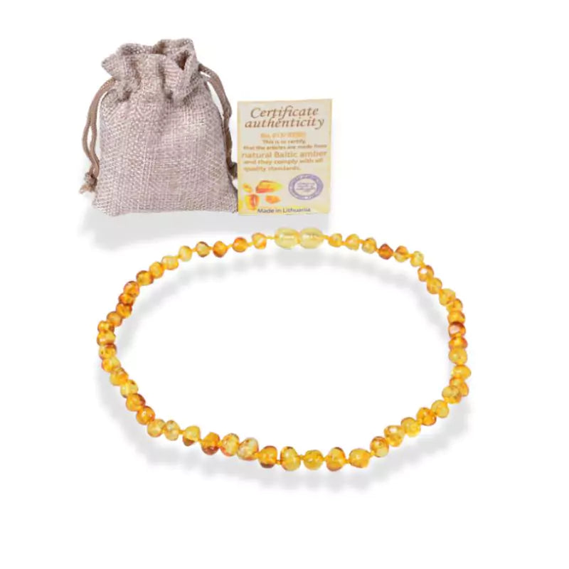 Collier pierre ambre jaune de baltique avec certificat, cadeau lithothérapie homme, femm, ados et enfant