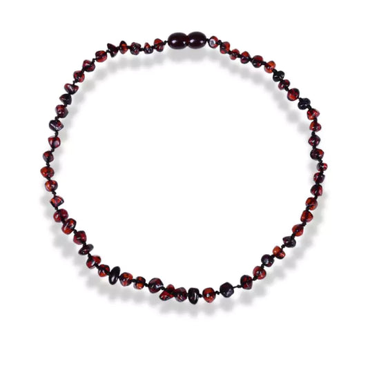 Collier pierre ambre rouge de baltique, cadeau lithothérapie homme, femm, ados et enfant