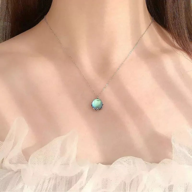 Collier Pierre de lune "reflet" en Argent 925, cadeau lithothérapie femme et adolescente