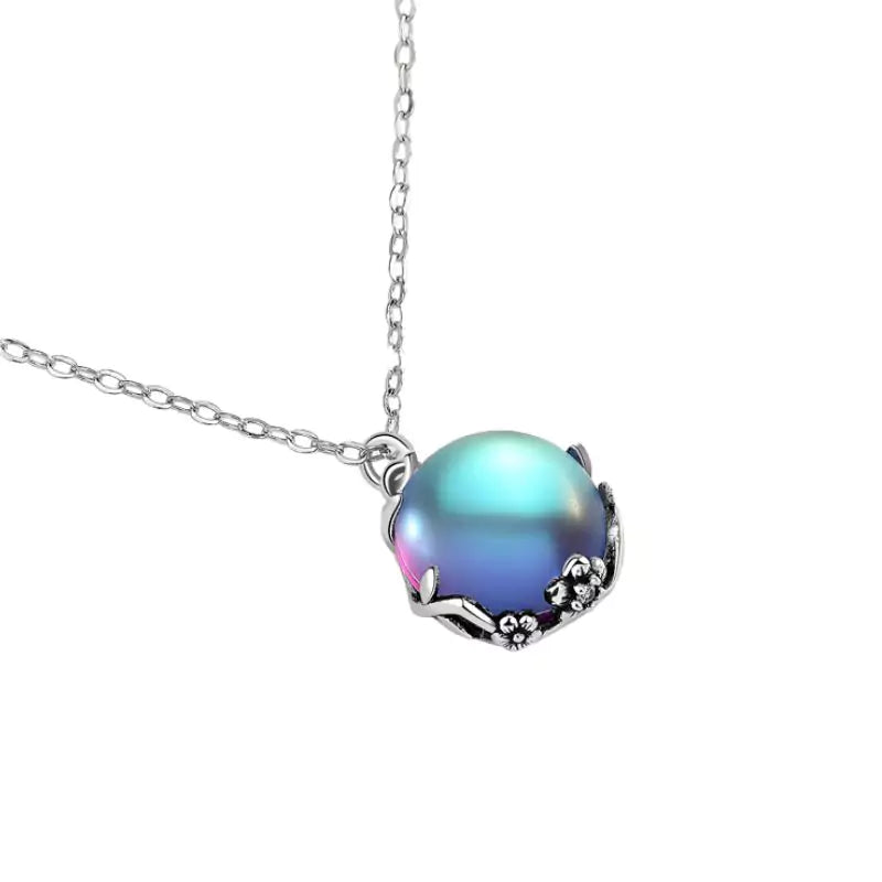Collier Pierre de lune "reflet" en Argent 925, cadeau lithothérapie femme et ados