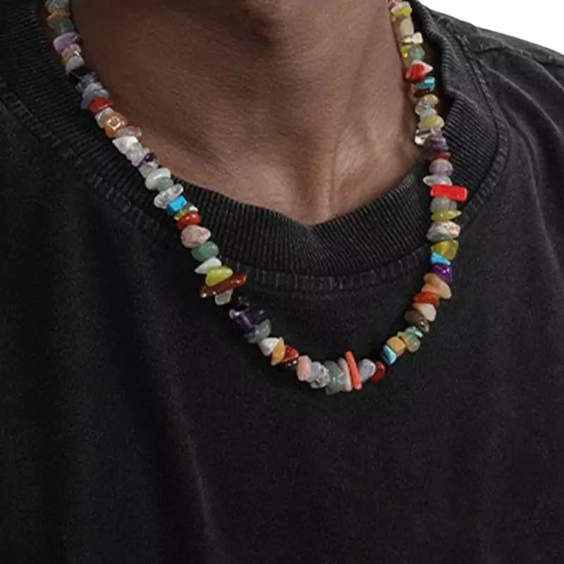 Collier Pierres Mix "Man", cadeau lithothérapie homme et ados