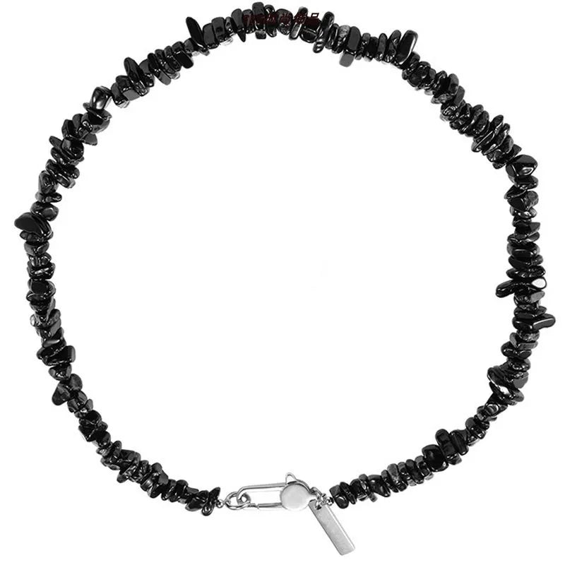 Collier Pierres onyx"Man", cadeau lithothérapie homme et ados