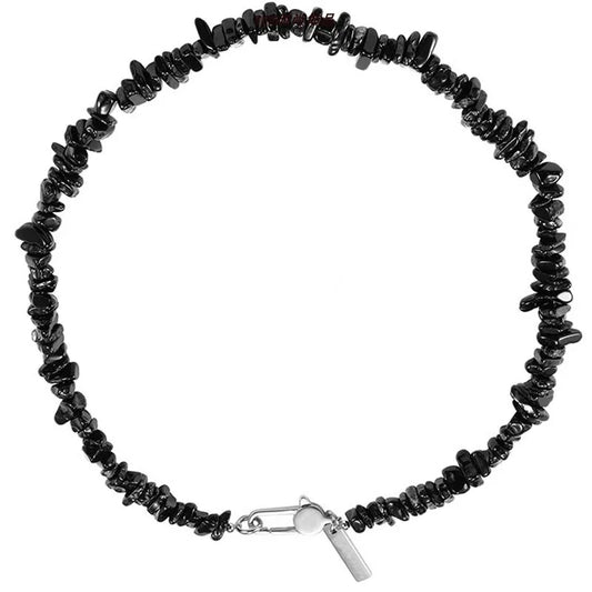 Collier Pierres onyx"Man", cadeau lithothérapie homme et ados