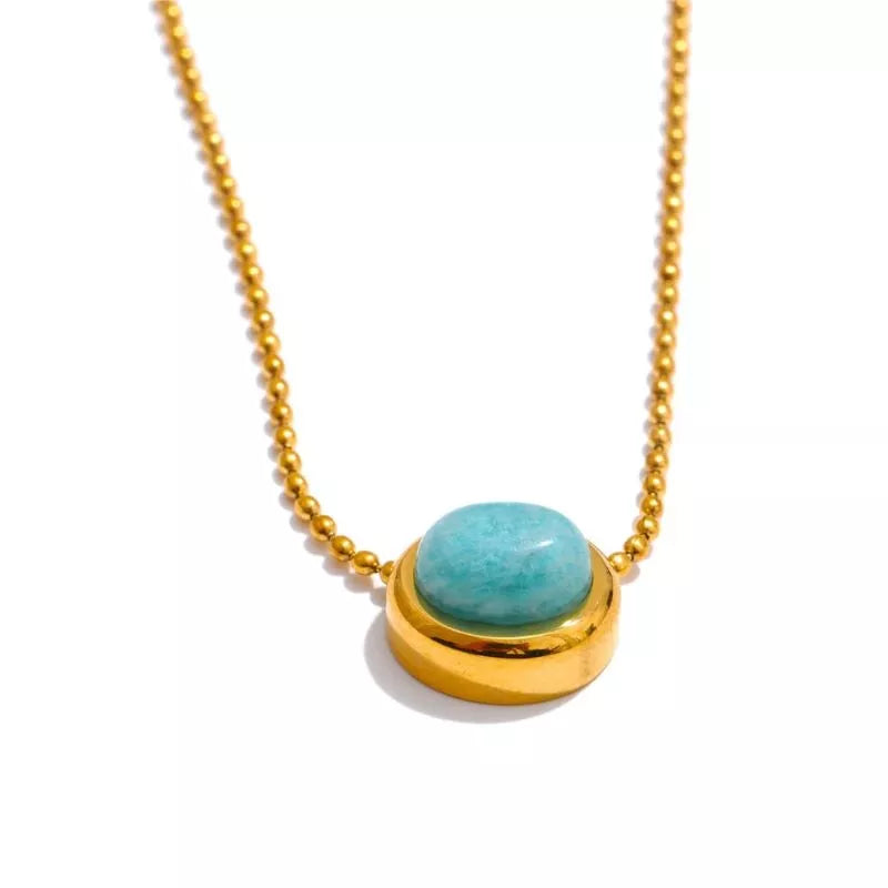 pendentif Amazonite "Larme Verte" or