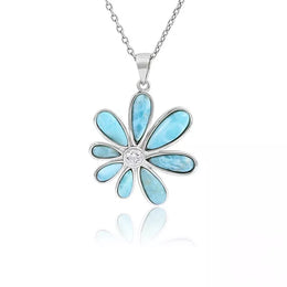 Pendentif Larimar "Fleur d’Onde", cadeau femme