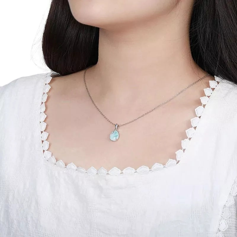 Pendentif Larimar "Onde Céleste" cadeau lithothérapie